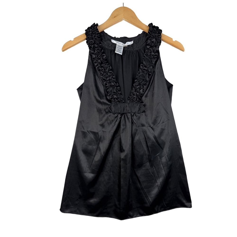 Max Studio Braided Neckline Sleeveless Blouse size Medium Black